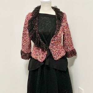 Y2k Christian Lacroix Chantilly Lace Colorful Cardigan 42